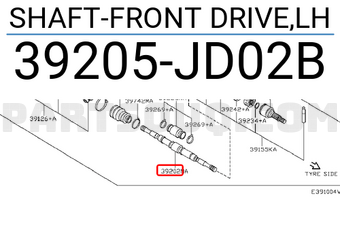 Nissan 39205JD02B SHAFT-FRONT DRIVE,LH