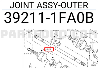 Nissan 392111FA0B JOINT ASSY-OUTER