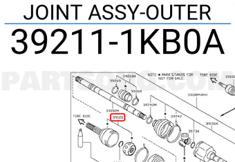 Nissan 392111KB0A JOINT ASSY-OUTER