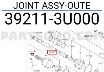 Nissan 392113U000 JOINT ASSY-OUTE