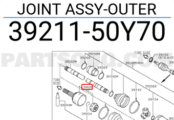 Nissan 3921150Y70 JOINT ASSY-OUTER