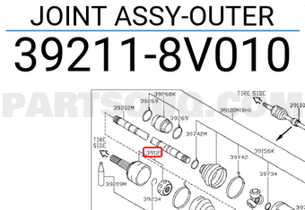 Nissan 392118V010 JOINT ASSY-OUTER