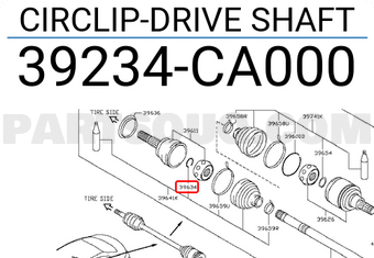 Nissan 39234CA000 CIRCLIP-DRIVE SHAFT