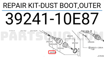 Nissan 3924110E87 REPAIR KIT-DUST BOOT,OUTER