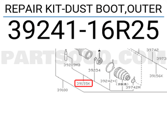 Nissan 3924116R25 REPAIR KIT-DUST BOOT,OUTER