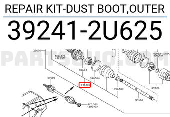 Nissan 392412U625 REPAIR KIT-DUST BOOT,OUTER