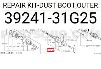 Nissan 3924131G25 REPAIR KIT-DUST BOOT,OUTER