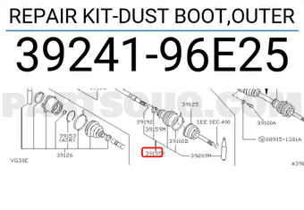 Nissan 3924196E25 REPAIR KIT-DUST BOOT,OUTER