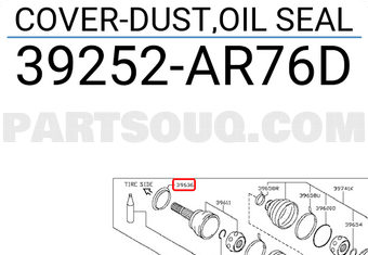 Nissan 39252AR76D COVER-DUST,OIL SEAL