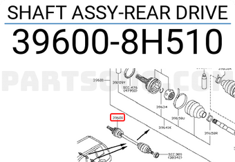 Nissan 396008H510 SHAFT ASSY-REAR DRIVE