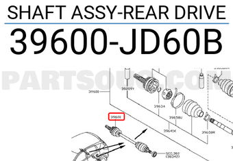Nissan 39600JD60B SHAFT ASSY-REAR DRIVE