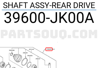 Nissan 39600JK00A SHAFT ASSY-REAR DRIVE