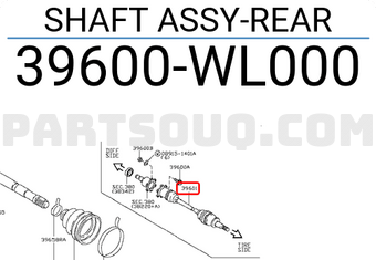 Nissan 39600WL000 SHAFT ASSY-REAR