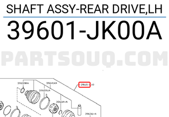 Nissan 39601JK00A SHAFT ASSY-REAR DRIVE,LH