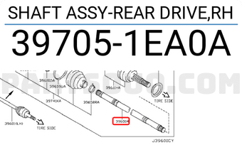 Nissan 397051EA0A SHAFT ASSY-REAR DRIVE,RH