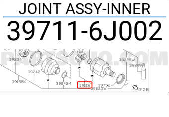 Nissan 397116J002 JOINT ASSY-INNER