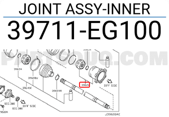 Nissan 39711EG100 JOINT ASSY-INNER