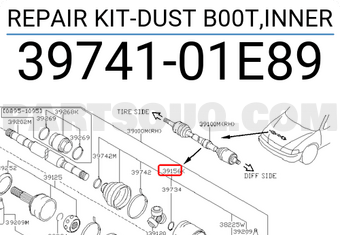 Nissan 3974101E89 REPAIR KIT-DUST B00T,INNER