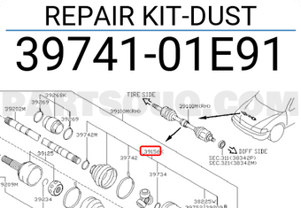 Nissan 3974101E91 REPAIR KIT-DUST
