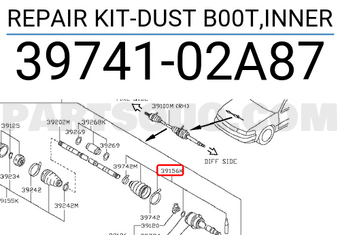 Nissan 3974102A87 REPAIR KIT-DUST B00T,INNER
