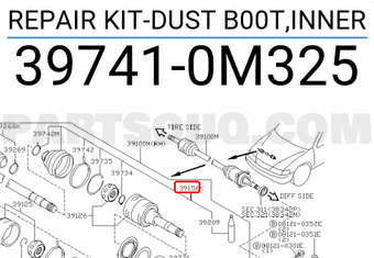 Nissan 397410M325 REPAIR KIT-DUST B00T,INNER