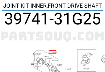 Nissan 3974131G25 JOINT KIT-INNER,FRONT DRIVE SHAFT