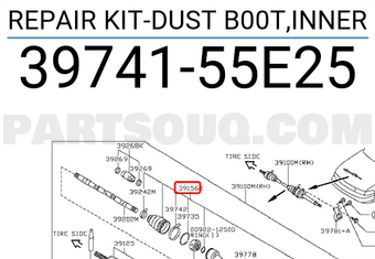 Nissan 3974155E25 REPAIR KIT-DUST B00T,INNER