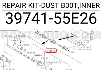 Nissan 3974155E26 REPAIR KIT-DUST B00T,INNER