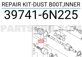 Nissan 397416N225 REPAIR KIT-DUST B00T,INNER