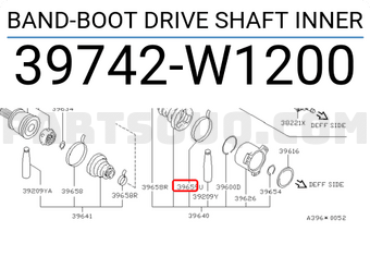 Nissan 39742W1200 BAND-BOOT DRIVE SHAFT INNER