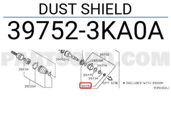 Nissan 397523KA0A DUST SHIELD