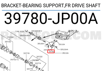 Nissan 39780JP00A BRACKET-BEARING SUPPORT,FR DRIVE SHAFT
