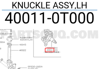 Nissan 400110T000 KNUCKLE ASSY,LH