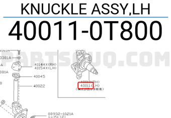 Nissan 400110T800 KNUCKLE ASSY,LH