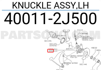 Nissan 400112J500 KNUCKLE ASSY,LH