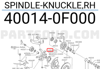 Nissan 400140F000 SPINDLE-KNUCKLE,RH
