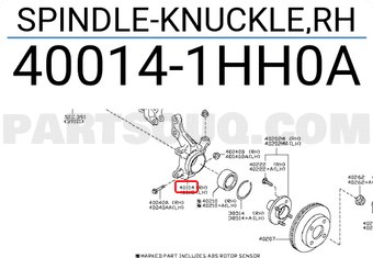 Nissan 400141HH0A SPINDLE-KNUCKLE,RH