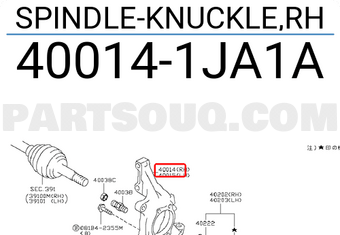 Nissan 400141JA1A SPINDLE-KNUCKLE,RH