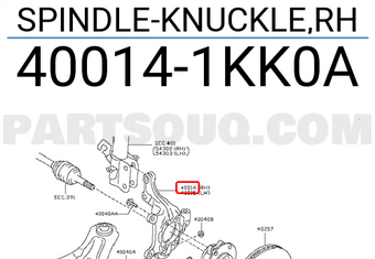 Nissan 400141KK0A SPINDLE-KNUCKLE,RH