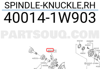 Nissan 400141W903 SPINDLE-KNUCKLE,RH
