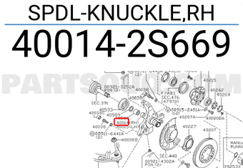 Nissan 400142S669 SPDL-KNUCKLE,RH