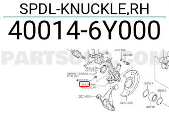 Nissan 400146Y000 SPDL-KNUCKLE,RH