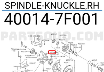 Nissan 400147F001 SPINDLE-KNUCKLE,RH