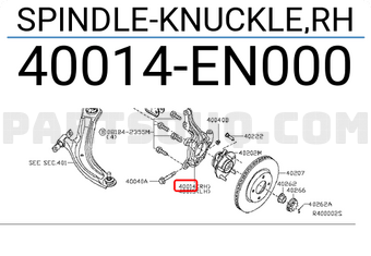 Nissan 40014EN000 SPINDLE-KNUCKLE,RH