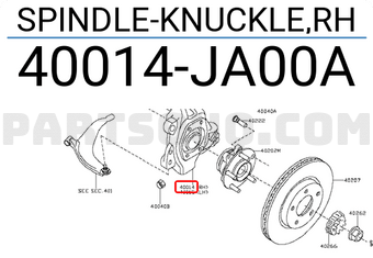 Nissan 40014JA00A SPINDLE-KNUCKLE,RH