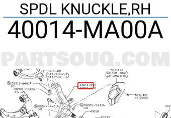 Nissan 40014MA00A SPDL KNUCKLE,RH