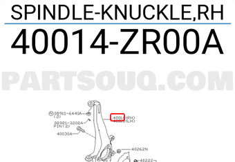 Nissan 40014ZR00A SPINDLE-KNUCKLE,RH