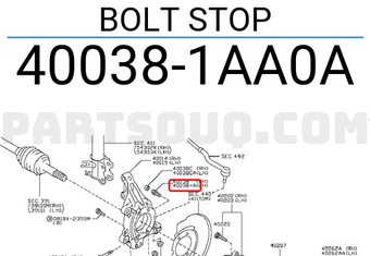 Nissan 400381AA0A BOLT STOP
