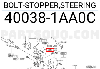 Nissan 400381AA0C BOLT-STOPPER,STEERING