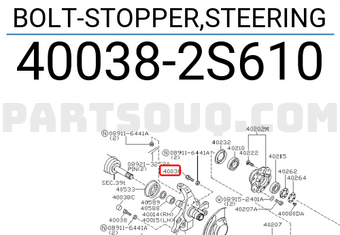 Nissan 400382S610 BOLT-STOPPER,STEERING